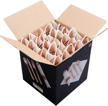 Supernal 240 Silver Plastic Silverware Set - 60 Sets Pre Rolled Napkins with Cutlery - Mirror Polished Real Look Disposable Silver Utensils- Elegant Heavy Duty Flatware for Weddings & Catering