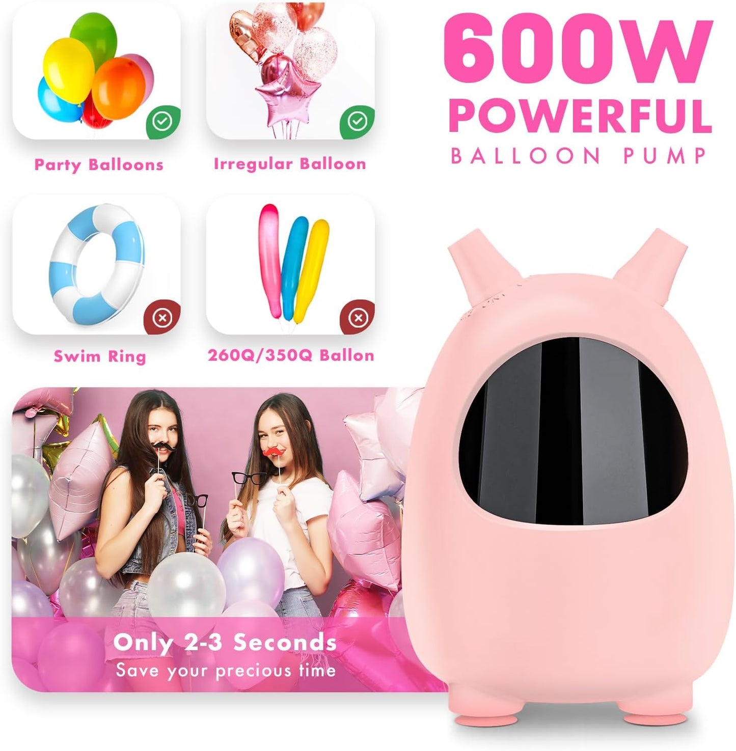 Balloon Pump Electric, SPLAKS Balloons Inflator Air Pump Portable Balloon Blower for Garland Arch, Party Decoration