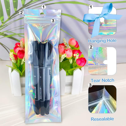 Trunple Smell Proof Bags & Resealable Foil Pouch Mylar Sample Bag Great for Party Favor Food Storage (Holographic Color) (50pcs-6x9 inch)