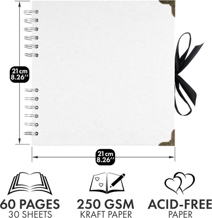 Bstorify Scrapbook Album 60 Pages (8 x 8 Inch) Brown Thick 200gsm Kraft Paper, Photo Album Scrapbook, Memory Book - Ideal for Your Scrapbooking Albums Art & Craft Projects