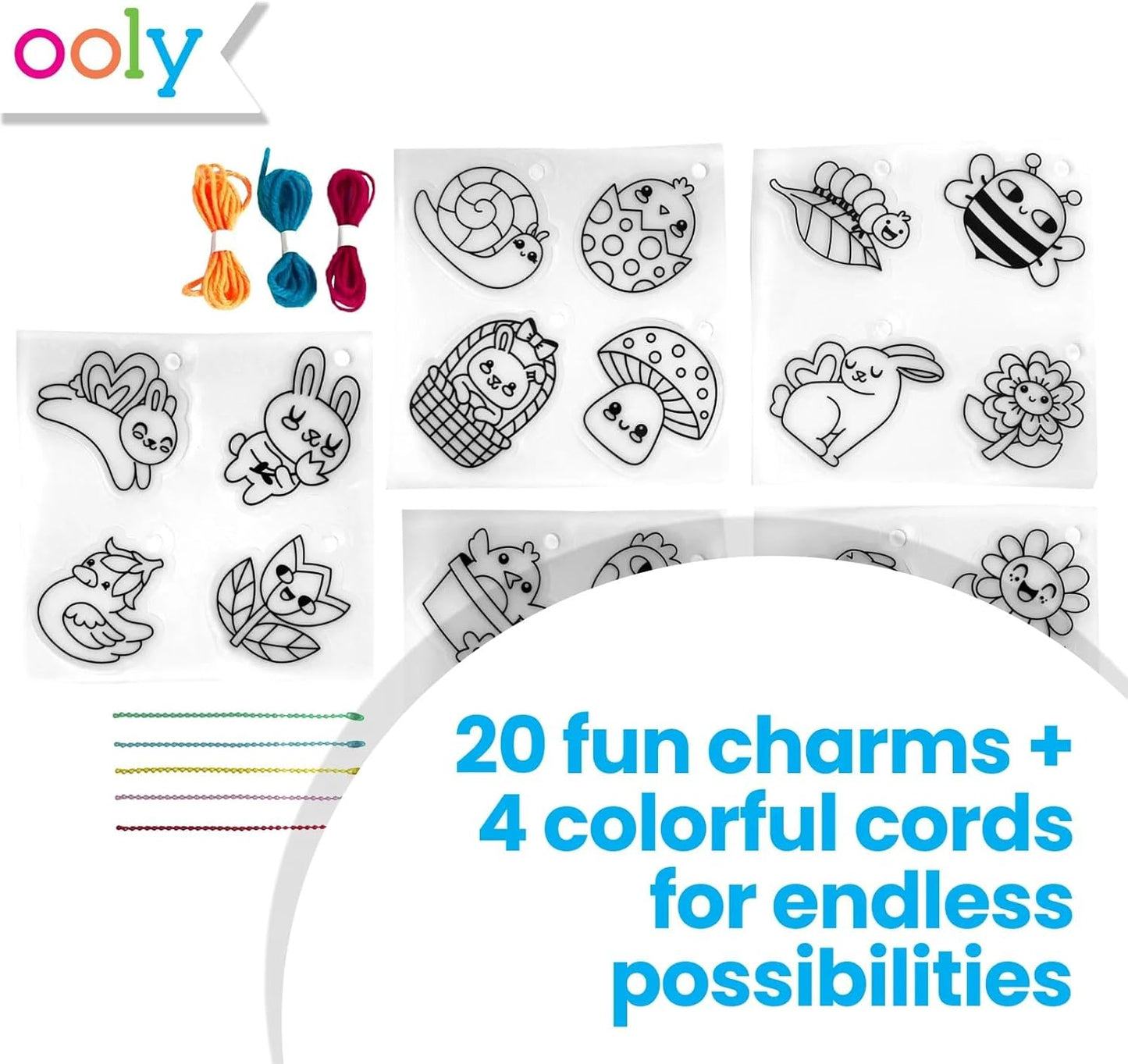 Ooly x Peanuts Snoopy 34 PC DIY Shrinking Art Kit for Kids with Markers, 20 Plastic Pre Cut Charms and More, No Mess Creative Activity Jewelry Making Kit