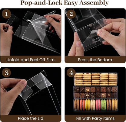 VGOODALL 100 Pcs Clear Favor Boxes, 2x2x2 Inch Small Transparent Cube Gift Boxes for Candy, Macarons, Jewelry, Wedding, Birthday, Baby Shower Party Favors