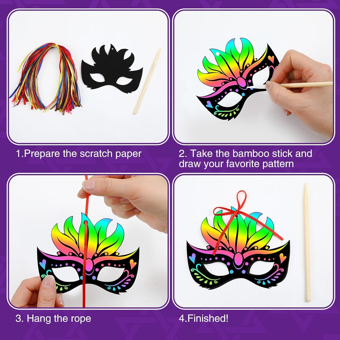 FEBSNOW Valentines Crafts for Kids, 48 PCS Heart Rainbow Magic Scratch Art Day Cards for Kids Classroom Scratch Paper Art for Valentines Day Gifts Party Favors witn Heart Stickers