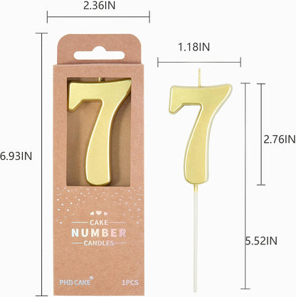 PHD CAKE 2.76 Inch Modern Gold 2 Number Birthday Candles, Gold Number Candles, Cake Number Candles, Party Celebration