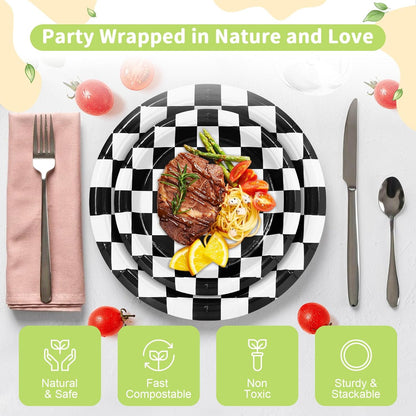 LANLISA 50 Pcs Pink Paper Plates Disposable, 25-9" & 25-7" Disposable Birthday Cake Dessert Plates For Valentines Day, Baby Shower, Easter Party, Mothers Day Party Supplies