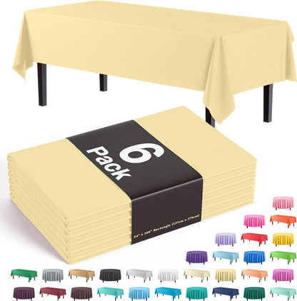 Exquisite Party Solids 6-Pack Premium Plastic Tablecloth 54in. x 108in. Rectangle Plastic Table Cover - Navy