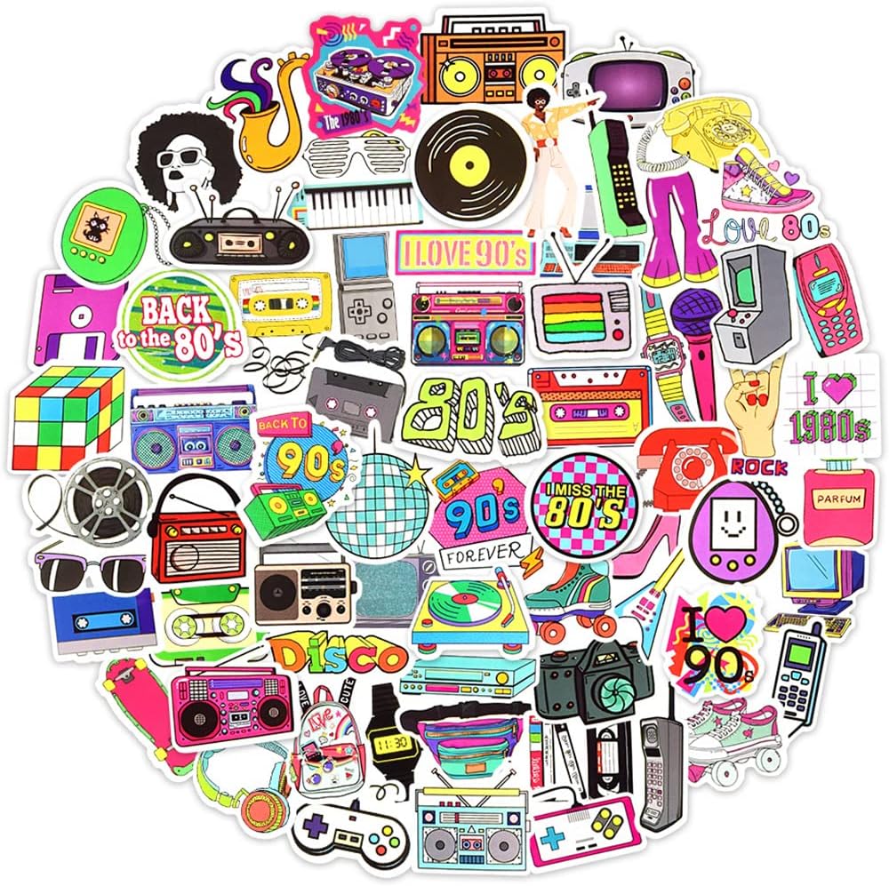 QTL Neon Stickers for Teens & Students Prizes, Waterproof Vinyl Party Favor Stickers, School Rewards, Water Bottle and Laptop, 50PCS - Colors A