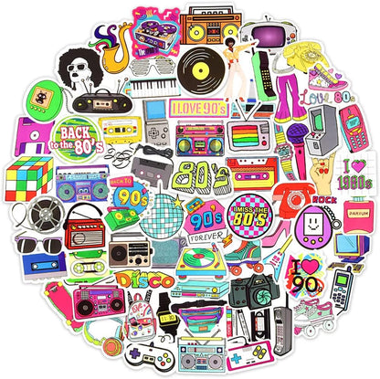 QTL Neon Stickers for Teens & Students Prizes, Waterproof Vinyl Party Favor Stickers, School Rewards, Water Bottle and Laptop, 50PCS - Colors A