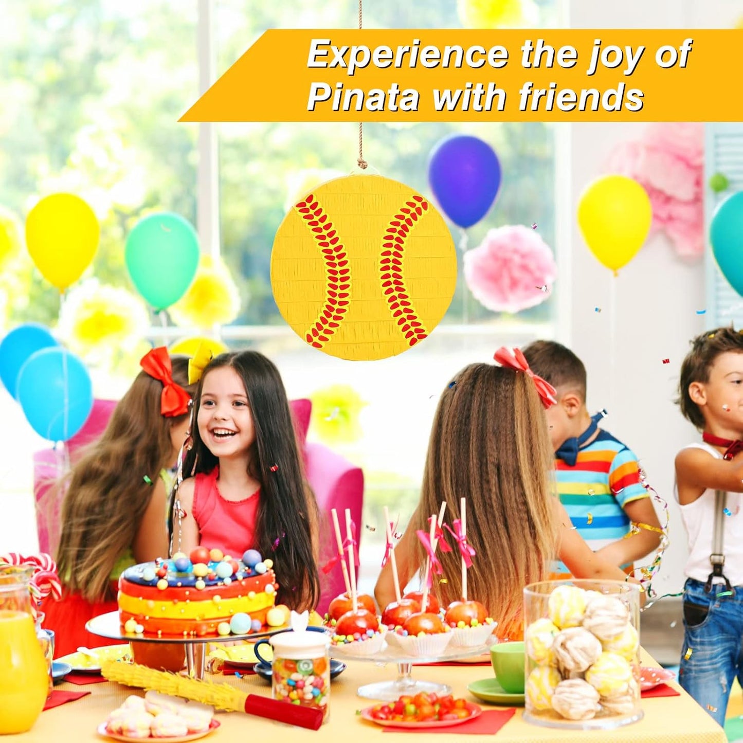 Deekin 3 Pcs Dart Piñata Set Include Large Dart Gun Shooting Target Piñata with Stick Eye Mask for Kids Birthday Party Game Favors Supplies 12.8x12.8 Inch