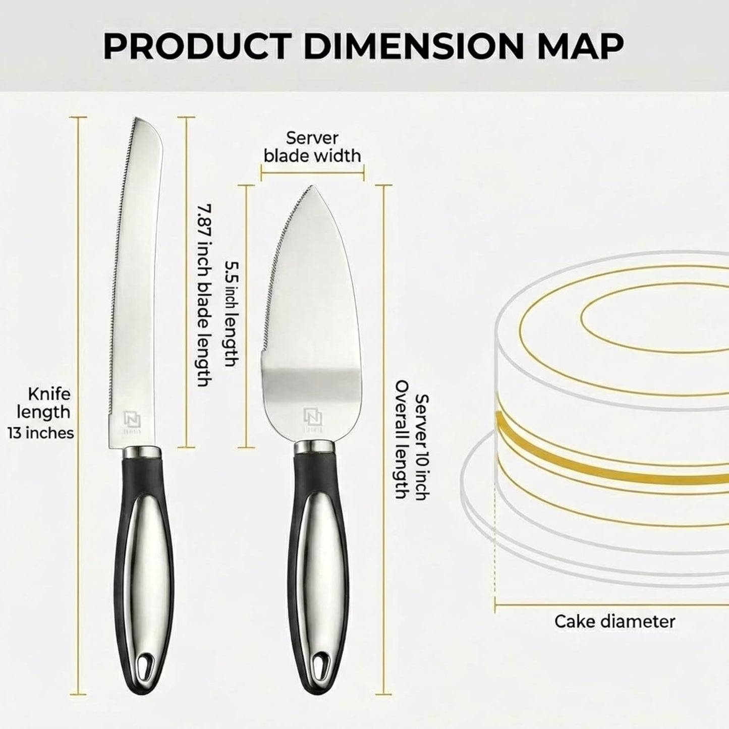 Cake Cutting Set for Wedding Cake Knife and Server Set, Cake Cutter and Pie Spatula, Cake Server and Knife Set of 2