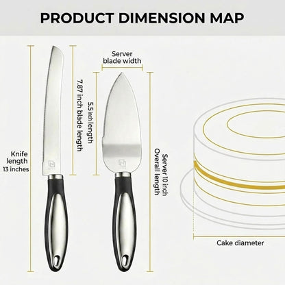 Cake Cutting Set for Wedding Cake Knife and Server Set, Cake Cutter and Pie Spatula, Cake Server and Knife Set of 2
