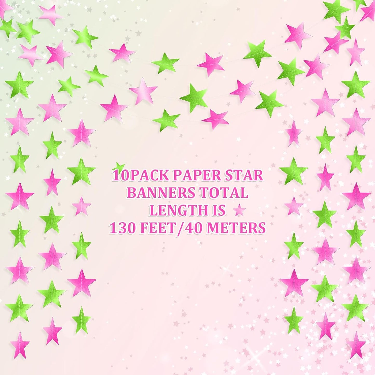 Patelai Glitter Star Garland Banner 2026 Graduation Decor 130 Feet Star Hanging Banner Twinkle Backdrop for Party Birthday Classroom Wedding Supplies(Gold)
