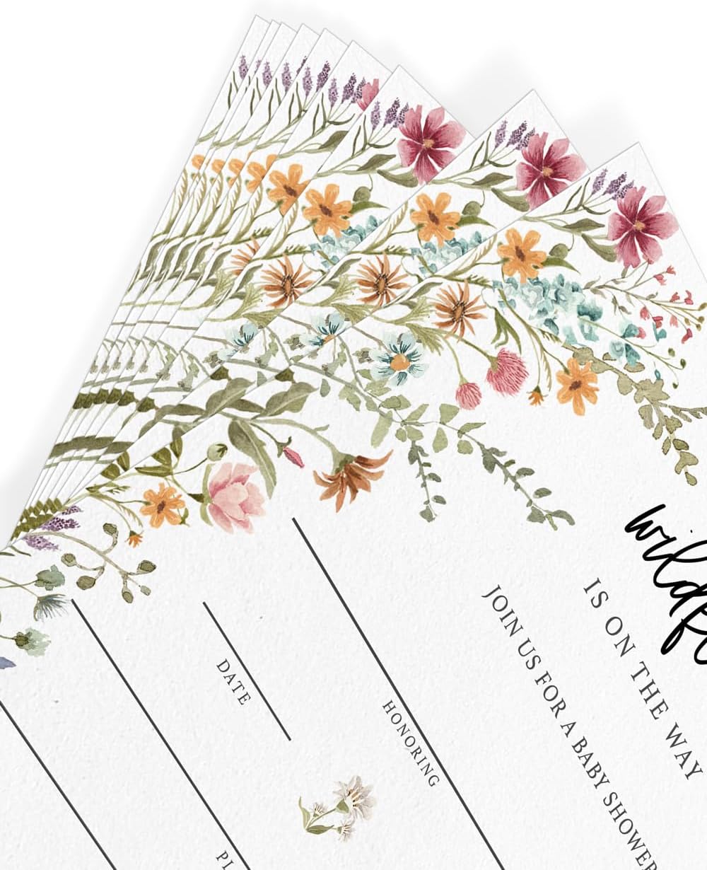 Printed Party Baby Shower Games for Girl – 4 Games and Activities for 30 Guests, Includes Bingo, Price is Right, Mommy or Daddy Trivia, and Storybook Title Guessing, Wildflower Baby in Bloom Design