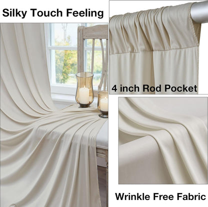 10ftx10ft Black Backdrop Curtains for Weddings Parties, Wrinkle Free 2 Panels Silky Polyester Photo Backdrop Drapes Back Drop Cloth Drapery for Birthday Mother'sDay Photography Background