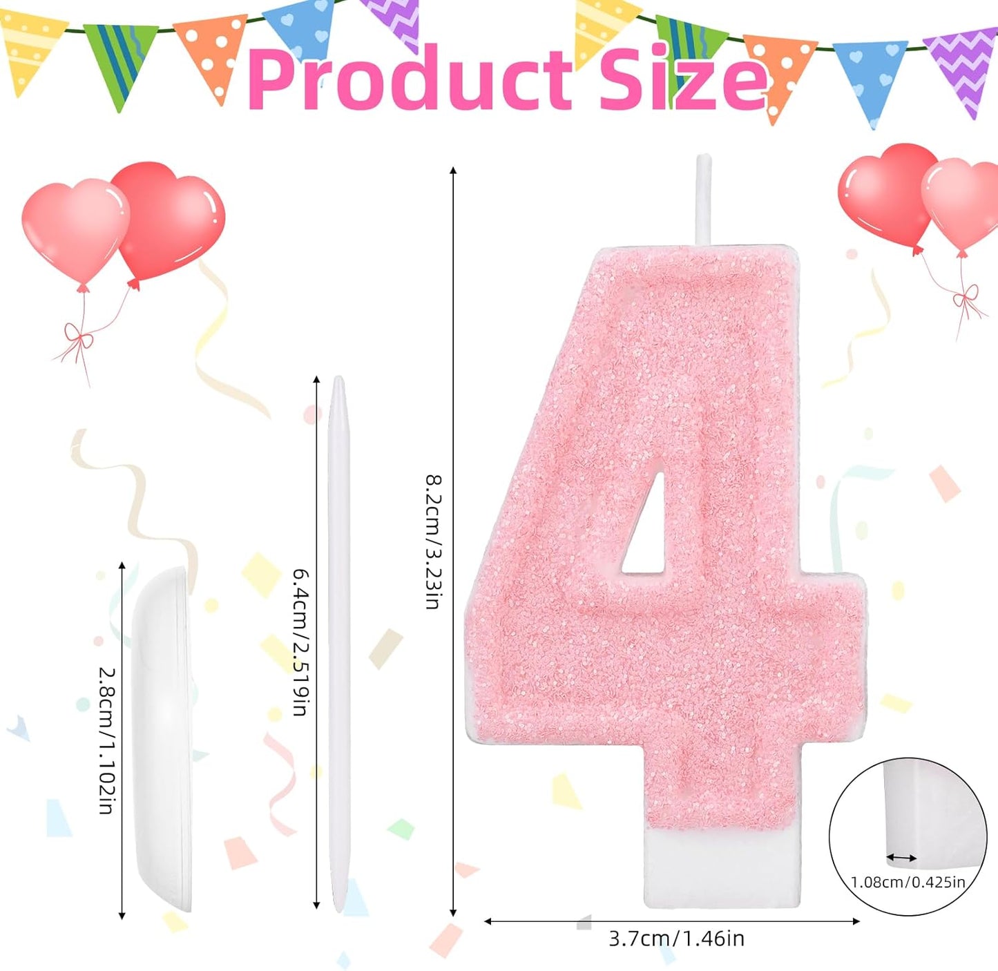 Pink Number One Birthday Candles, Romantic Cake Glitter Pink Number 1st Candles Anniversary Cake First Topper Decoration Cute Birthday Party Supplies for Wedding Anniversary Celebration Supplies (1)