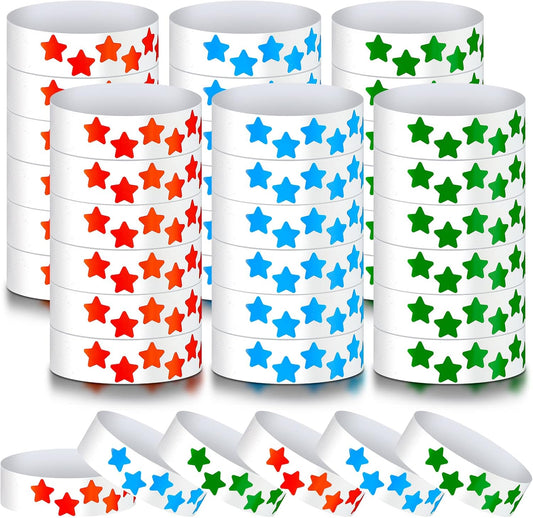 Teling 600 Pack Neon Star Wristbands Paper Wristbands for Events Adhesive Event Bands Arm Bands for Events Party Favor Bracelets for Birthday Wedding Neon Glow Party(Mixed Colors)