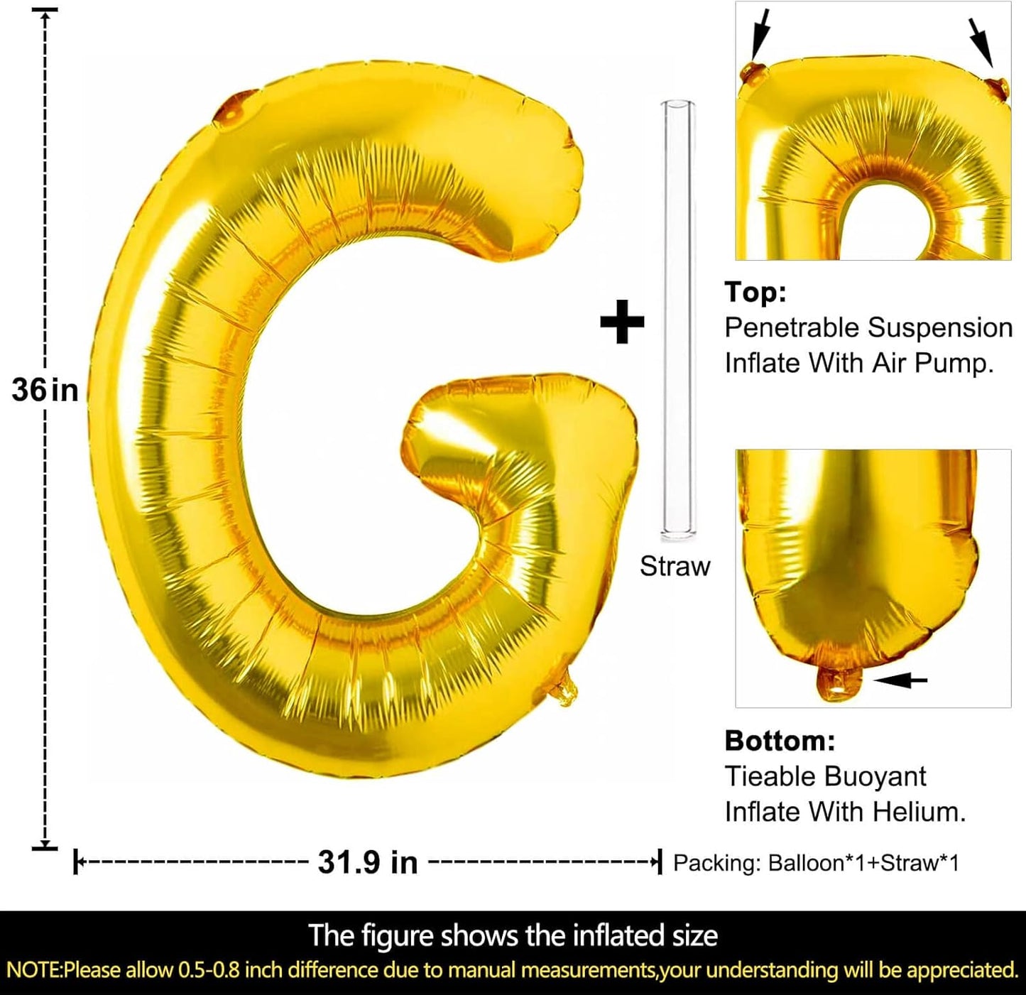 Lovoir 40 Inch Large Gold Letter A Balloons Big Size Jumbo Mylar Foil Helium Balloon for Birthday Party Celebration Decorations Alphabet Gold A