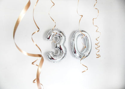 [20 Pcs] 16" Gold Foil Number Balloons (2 sets of 0-9) - Mylar Aluminum Hanging Decorations for Graduation, Birthday, Christmas & New Year's Eve Parties