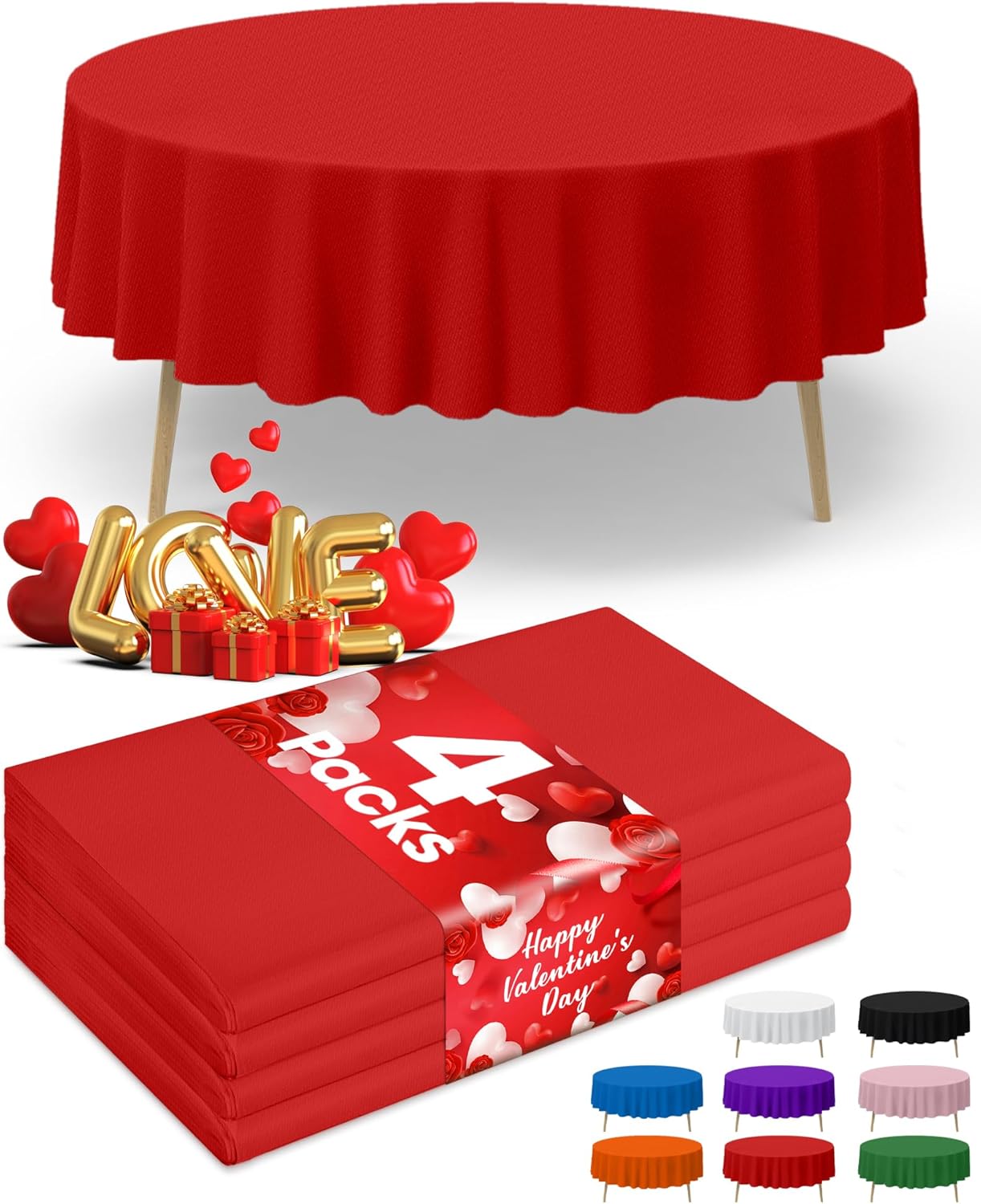 Niuara White Plastic Table Cloth - 4 Pack 54" × 108" Rectangle Disposable Tablecloths for 6FT Tables, Table Cover for Party, Holiday & Gathering Use