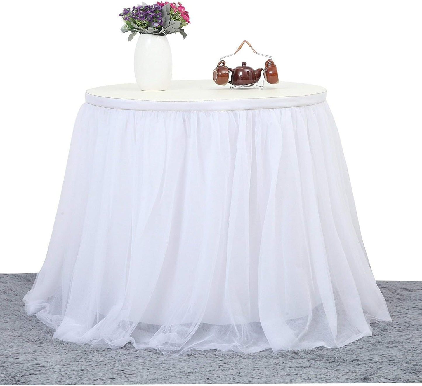 Suppromo 6ft Pink Tulle Table Skirt Baby Shower Tablecloth for Rectangle Tables or Round Tables Pink Ruffle Tutu Table Skirts Desk Skirt for Princess Girls Birthday Party Cake Dessert Decorations