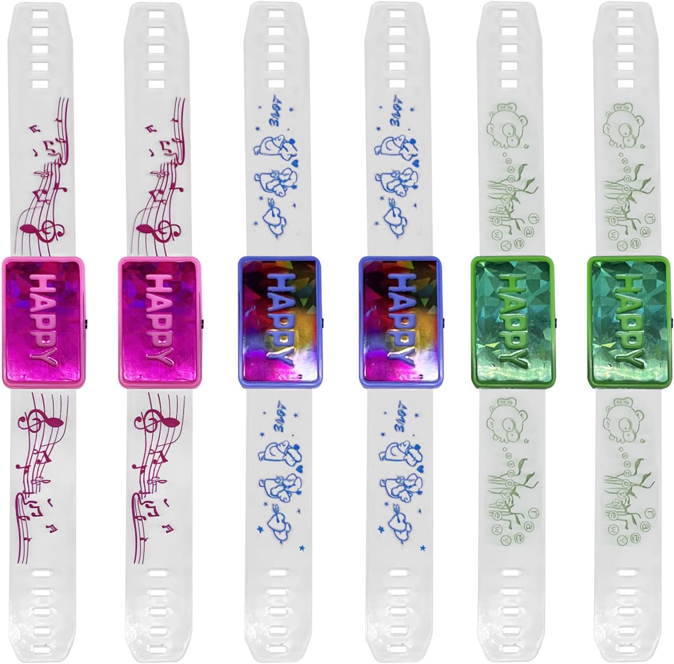 M.best 24pcs LED Light Up Bracelets, Glow in The Dark Flashing Wristbands Happy Bracelets Party Favors for Wedding,Sports,Festivals,Concerts,Party