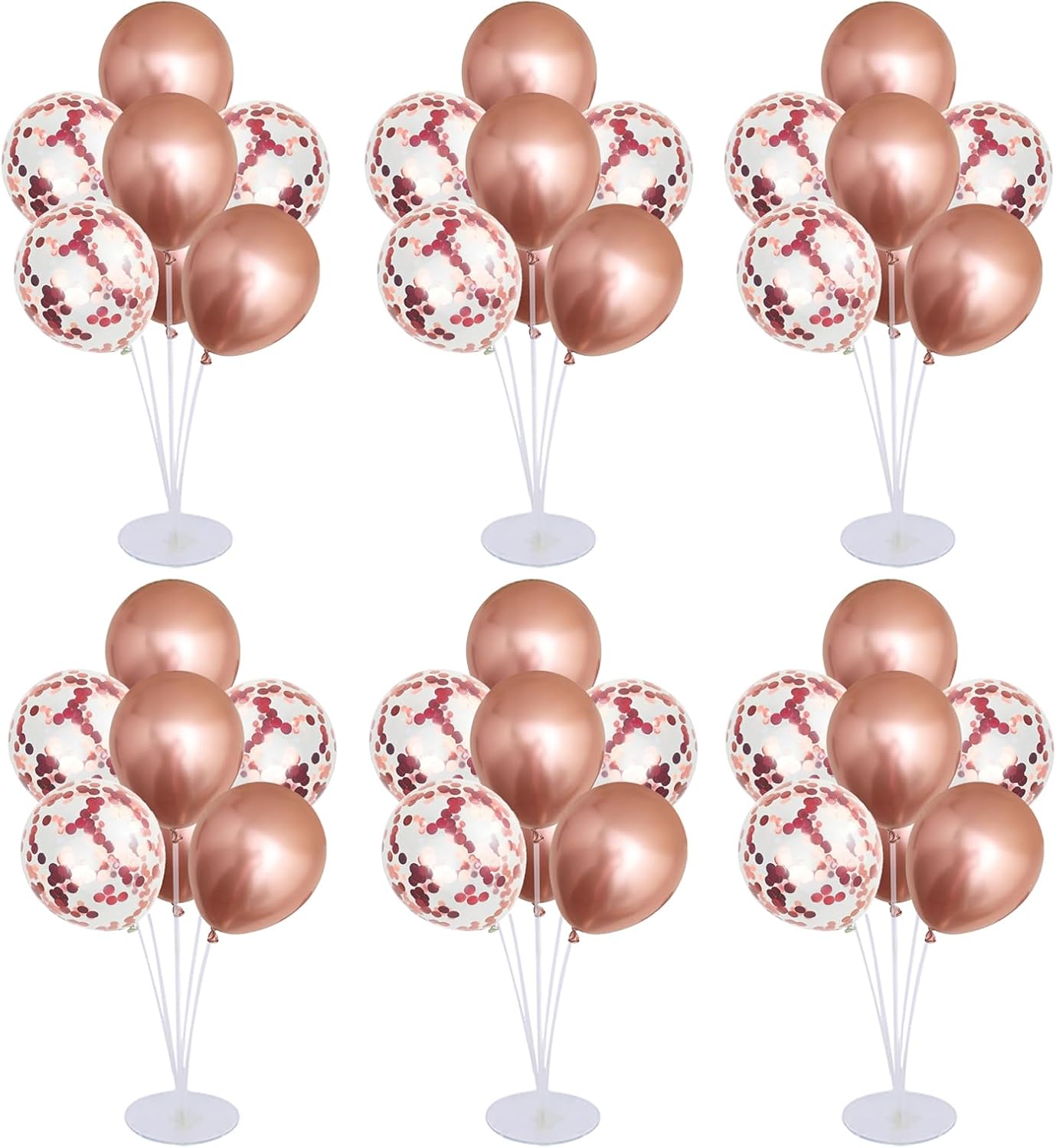 6 Set Balloon Stand Kit for Table Centerpieces With Balloon and Base Party Decorations for Birthday Wedding Retirement Graduation Baby Shower (Black Gold)