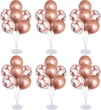 6 Set Balloon Stand Kit for Table Centerpieces With Balloon and Base Party Decorations for Birthday Wedding Retirement Graduation Baby Shower (Black Gold)