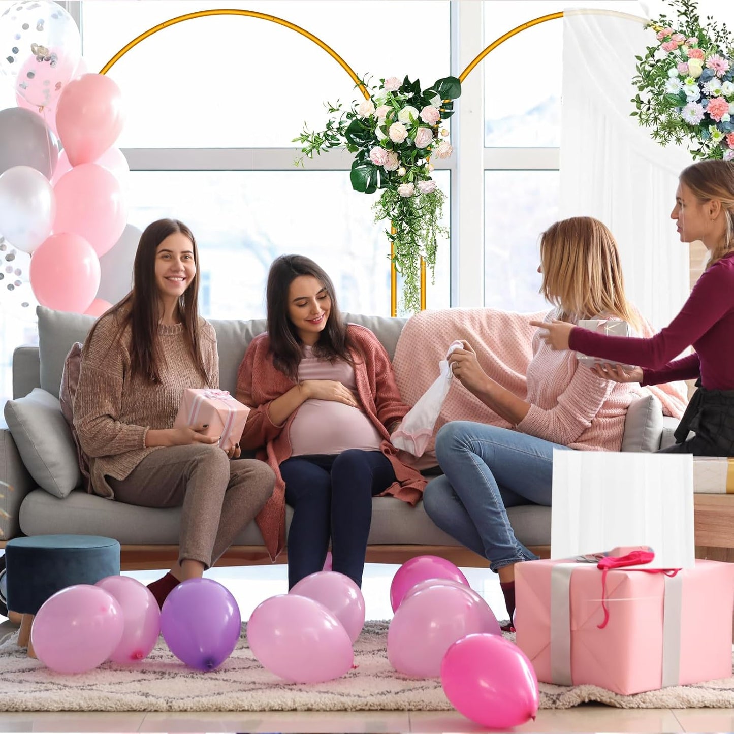 2 Pack Arch Backdrop Stand (7.2FT/6FT), Balloon Arch Stand, Metal Background Arch Stand, Backdrop Arch Frame, Wedding Arch for Backdrop