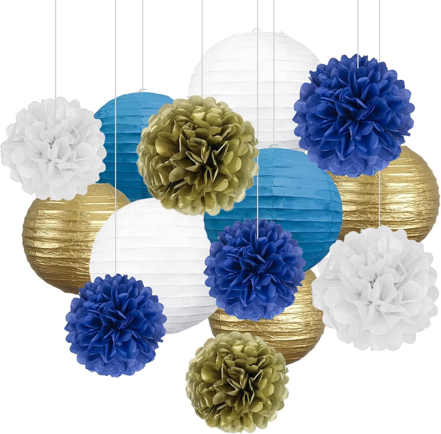 18 PCS Tissue Paper Pom Poms, Tissue Pom Poms Flowers, Sizes of 6", 10", 12", 14" Hanging Paper Flower Ball for Wedding, Birthday, Halloween, Christmas, Baby Shower Party Decor (Red Black Gold)