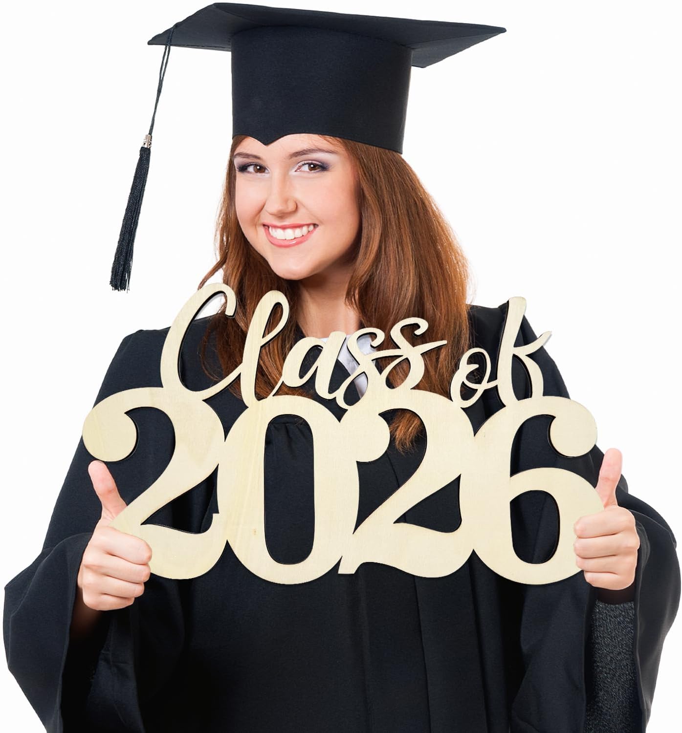 Class of 2026 Wooden Sign Graduation Party Decorations 2026 White Graduation Photo Booth Prop Senior2026 Sign for High School College Party