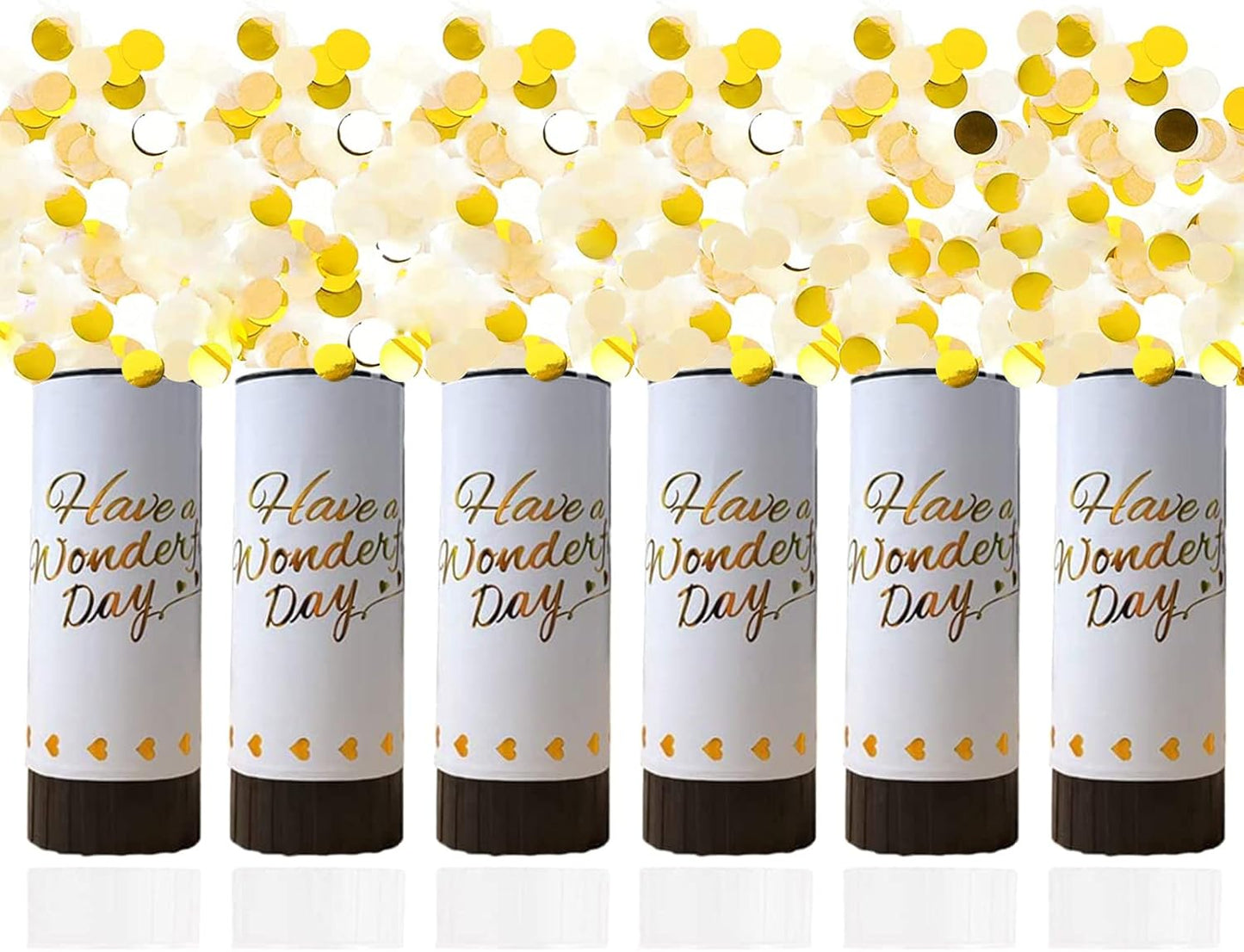 White Confetti Cannon, 6 Pack Mini Party Poppers Shooters Party Confetti Cannon Biodegradable Confetti for Wedding Kids Birthday Wedding Party Supplies