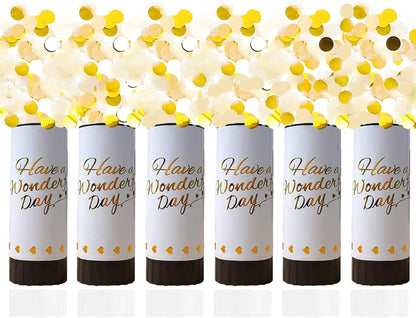 White Confetti Cannon, 6 Pack Mini Party Poppers Shooters Party Confetti Cannon Biodegradable Confetti for Wedding Kids Birthday Wedding Party Supplies