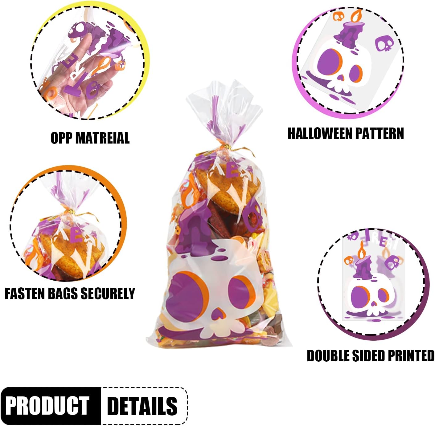 CCINEE 150 Pcs Cellophane Treat Bags, 5 X 11 Inches Gold Star Print Clear Gift Wrap Candy Bags Goodie Bags with Twist Ties for Wedding, Birthday Party Favors, Bakery, and Gift Packaging