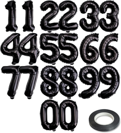 [20 Pcs] 16" Gold Foil Number Balloons (2 sets of 0-9) - Mylar Aluminum Hanging Decorations for Graduation, Birthday, Christmas & New Year's Eve Parties