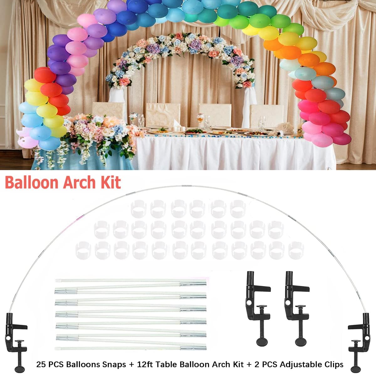 Balloon Arch Kit and Balloon Pump Electric, 10ft Wide Adjustable Balloon Arch Stand With 100Balloons 2Balloon Stands For Wedding Anniversary Birthday Mother's Day Party Decoration Graduation Ceremony