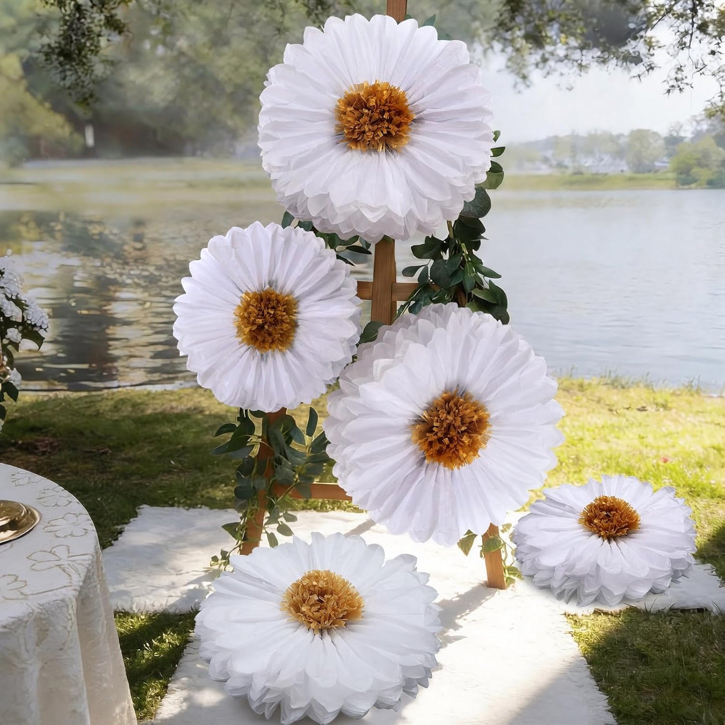 Chunful 5 Pcs 30'' 24'' Gaint Pastel Tissue Paper Flowers Decoration Large Hanging Tissue Paper Pom Poms Decor for Pastel Birthday Bachelorette Wedding Baby Shower Bridal Shower Easter Party Decor