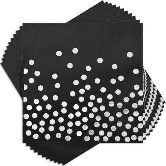 100PCS Blue Party Napkins Gold Dot Cocktail Paper Napkins Beverage Napkin for Birthday Wedding Dinner Disposable Supplies