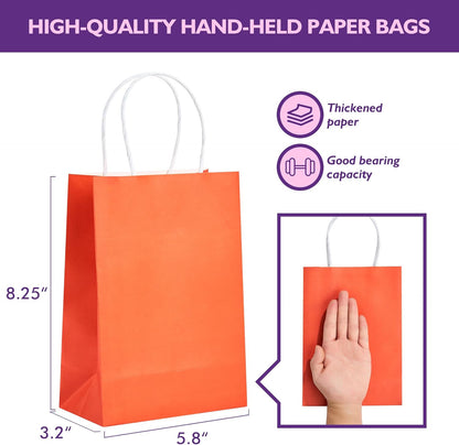 32 Pack Paper Gift Bags with Handles, 5.8"×3.2"×8.25" Party Favor Bags, Gift Bags, Small Gift Bags with Handles, Party Bags, Small Goodie Bags Bulk for Birthday, Crafts, Wedding, Party Supplies (8 Colors)