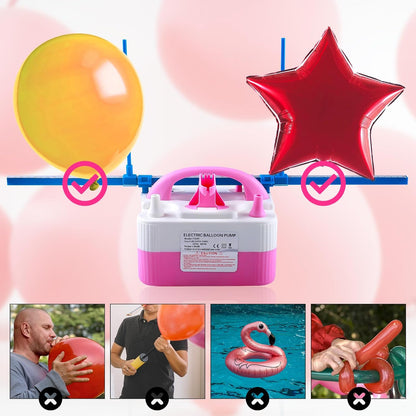 QIPUMP Balloon Pump Electric,110V 600W Balloon Blower Inflator Dual Nozzle Air Pump Balloons Inflator for Decoration, Party, Sport,Gifts:2 Balloon Tying Tools