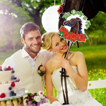 AmazingSpark Derby Decorations Photo Booth Kit Large Horse Party Photo Booth Frame (20x28'') DIY Picture Props Selfie Accessories for KY Derby Party