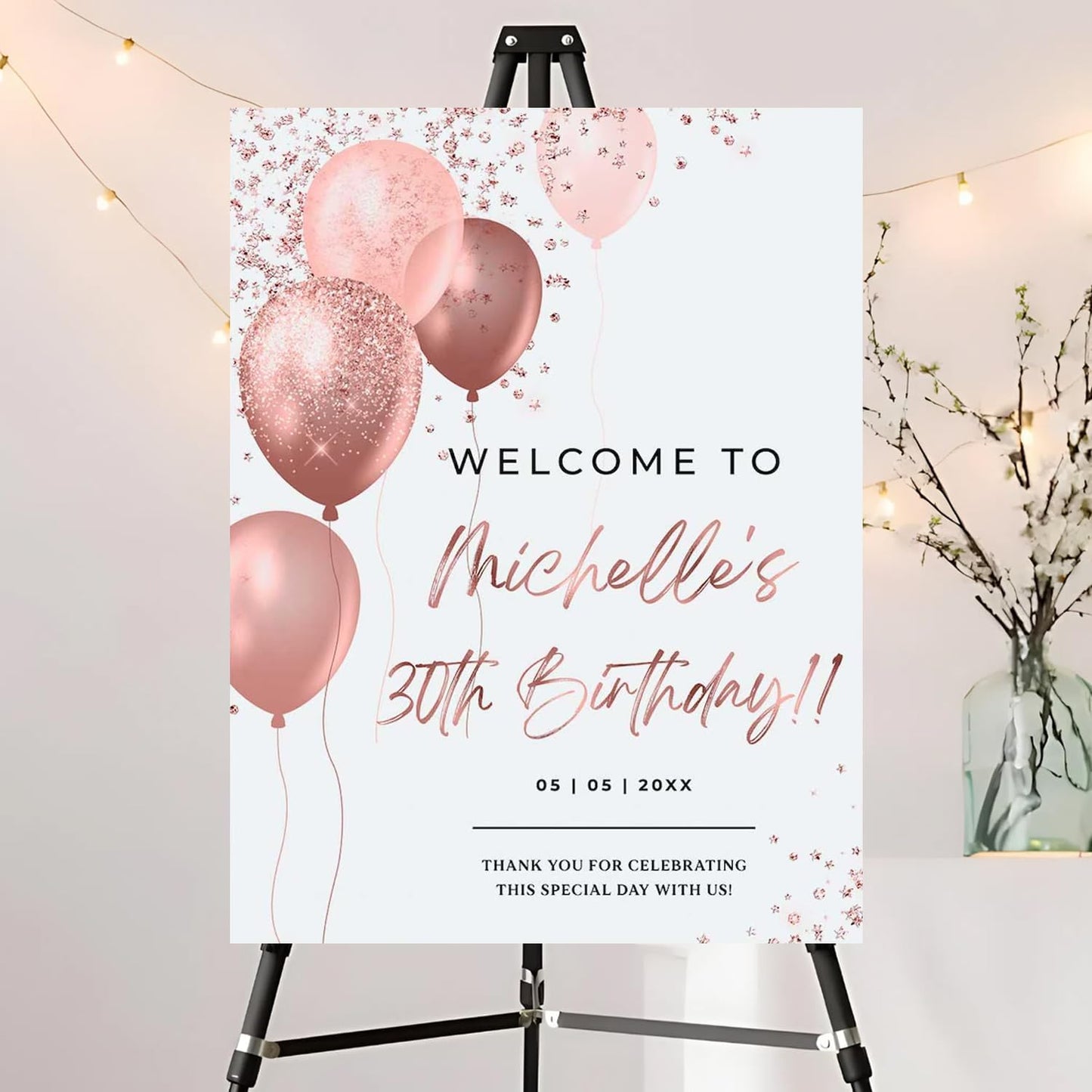 Editable Birthday Welcome Sign, Pink Bow Birthday Party Sign, Custom Birthday Signs, Welcome To Birthday Party, Birthday Party Decor, Welcome To Birthday Celebration Party Sign #12