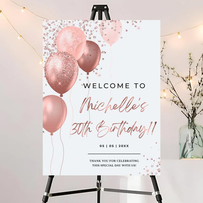 Editable Birthday Welcome Sign, Pink Bow Birthday Party Sign, Custom Birthday Signs, Welcome To Birthday Party, Birthday Party Decor, Welcome To Birthday Celebration Party Sign #12