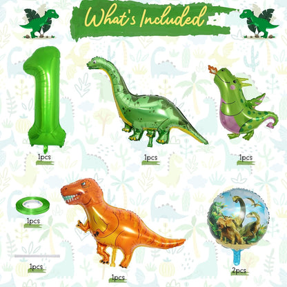 Dinosaur 5th Birthday Decorations, Dinosaur Birthday Party Decorations with Giant Inflatable Dinosaur Balloons 40 Inch Helium Foil Mylar Number 5 Balloons for Dinosaur Theme Birthday Party Decorations
