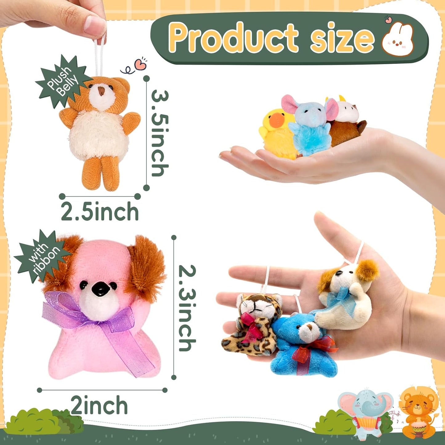 JoyRapt 24 Pack Small Stuffed Animals Bulk Gifts for Kids (2.3/2"-2.5/3.5" Each), Birthday Party Favors Toys for Classroom Prizes, Goodie Bag Pinata Fillers, Carnival Treasure Box Toys (24PCS)