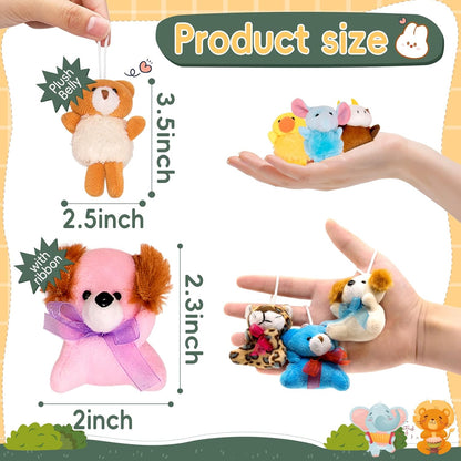 JoyRapt 24 Pack Small Stuffed Animals Bulk Gifts for Kids (2.3/2"-2.5/3.5" Each), Birthday Party Favors Toys for Classroom Prizes, Goodie Bag Pinata Fillers, Carnival Treasure Box Toys (24PCS)