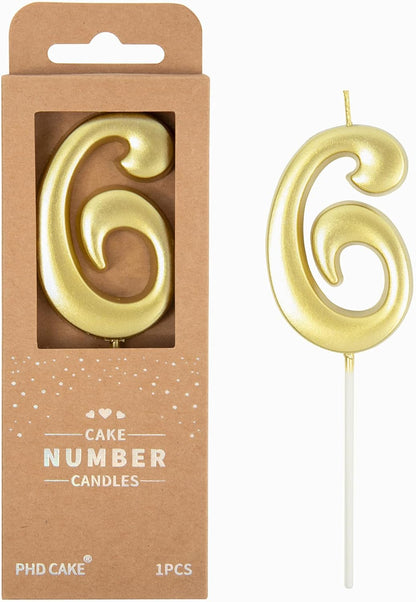 PHD CAKE 2.76 Inch Elegant Gold 1 Number Birthday Candles, Gold Number Candles, Cake Number Candles, Party Celebration