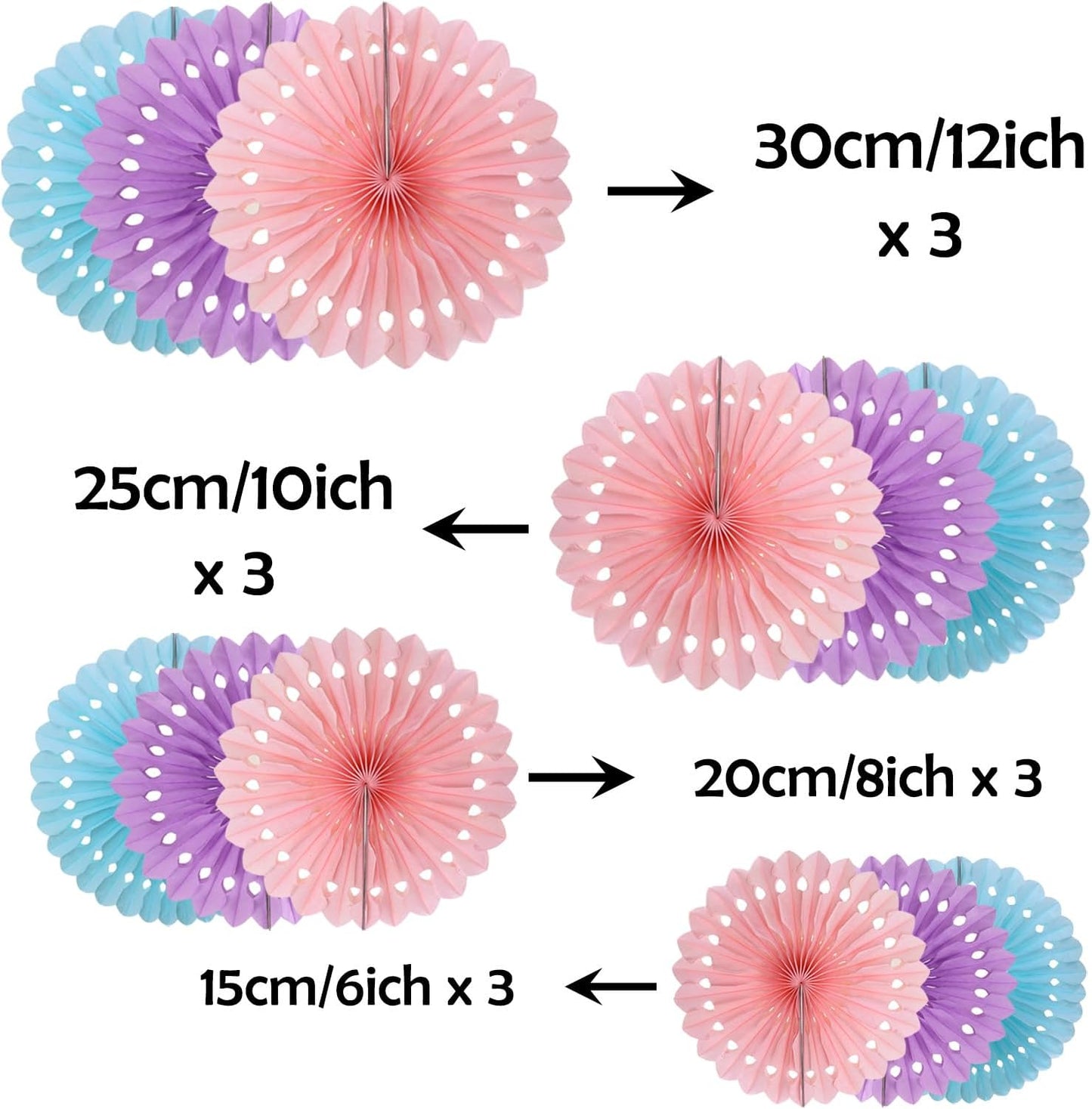 ZOOYOO Hanging Paper Fans Party Decorations,12 Pcs Pastel Rainbow Honeycomb Round Fans,Ceiling Decor for Easter,Wedding,Birthday,Summer Day Party Backdrop