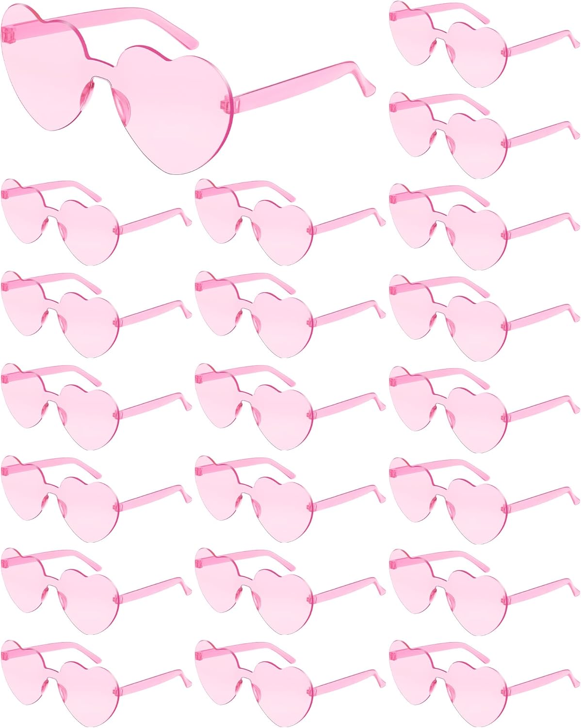 Frienda 20 Pairs Heart Shaped Sunglasses Rimless Candy Color Glasses for Women Men Party Favor