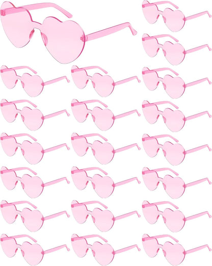 Frienda 20 Pairs Heart Shaped Sunglasses Rimless Candy Color Glasses for Women Men Party Favor