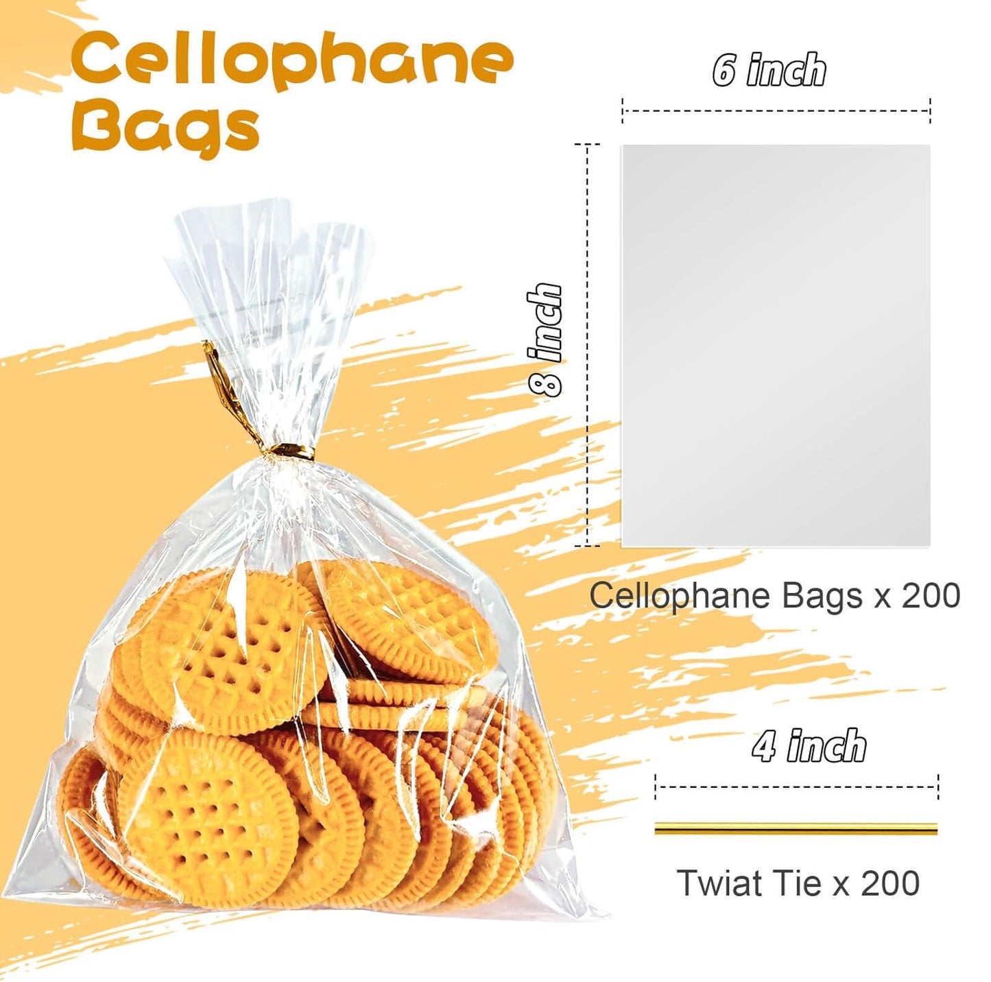 5x7 Inch Iridescent Cellophane Treat Bags with Twist Ties, Treat Bags for Candy Cookie Goodie Chocolates, And Popcorn